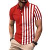 New Summer New Men's Short-sleeved Polo Shirt Striped Printed Lapel Polo Shirt Men's T-shirt Tops