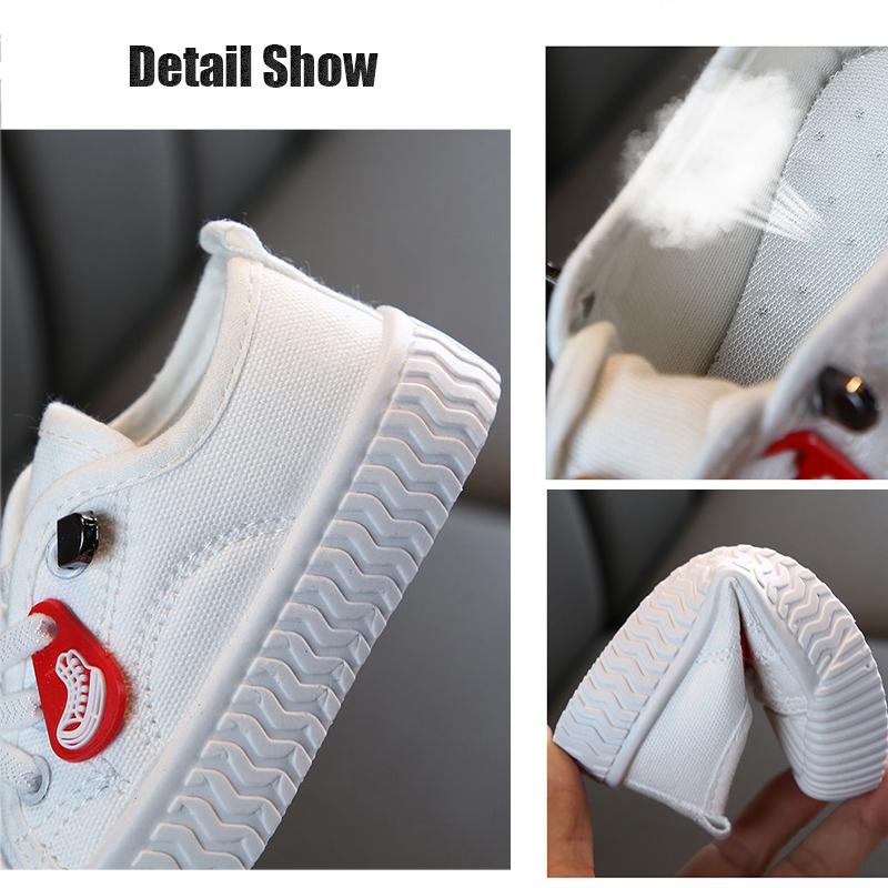 White Sneakers Children's Canvas Shoes Lace Up Korean Kids Shoes Flats Boys Girls Slip On Loafers Toddler Plimsolls Big Size 35