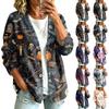 Damen Casual Langarmjacke mit Halloween-Print für Herbst-Alltagskleidung