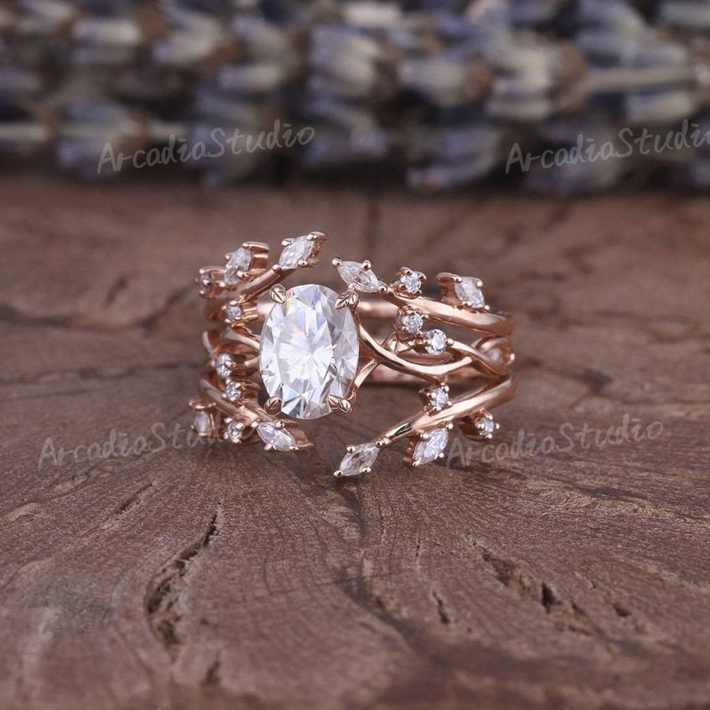 Rose Gold Diamond Princess Stackable Ring Set - European & American Fashion Women's Engagement & Proposal Ring