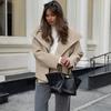 Women's Oversized Wool Coat Elegant Short Jacket Double Breasted Winter Casual Outerwear