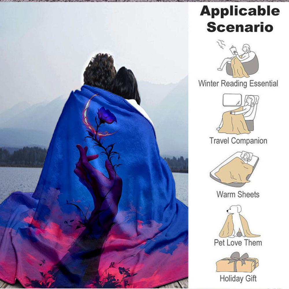 1pc Glowing Bloom Blanket, Lightweight Flannel Throw Blanket for Sofa, Bed, Travel, Camping, Living Room, Office, Couch, Chair, and Bed