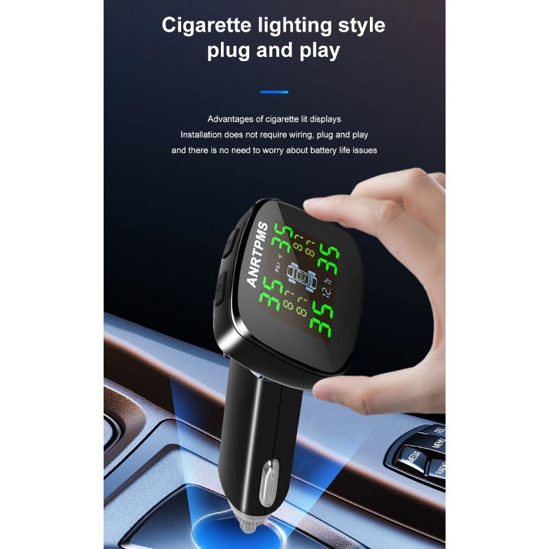 Car Accessories Car TPMS USB Digital Tpms Tire Pressure Alarm System Wireless Universal TPMS Sensors with 4 External Sensors Auto Security Alarm