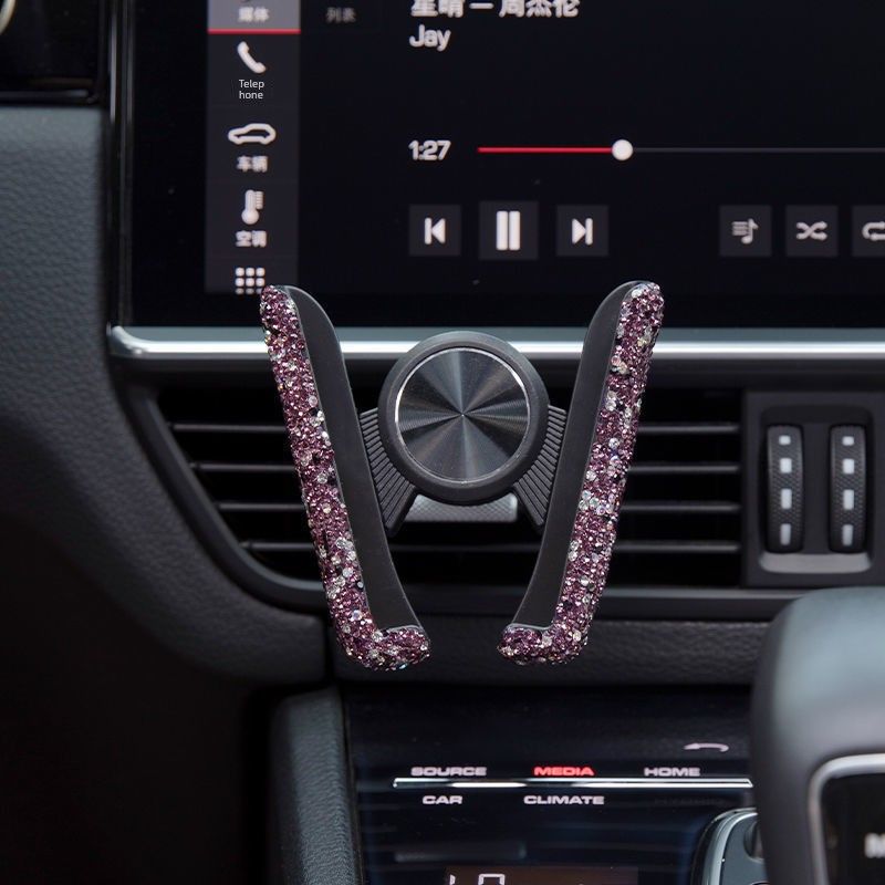 New Model Car Phone Holder for Air Vent Navigation, Special Car Phone Mount with Rhinestones, Creative Design for Women