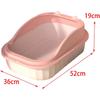 Cat Litter Box Open Top Pet Litter Tray High Sided Litter Pan Splashproof Cat Sand Box Bedpan Potty Toilet for Kitten Small Animals Hamsters, Pink L
