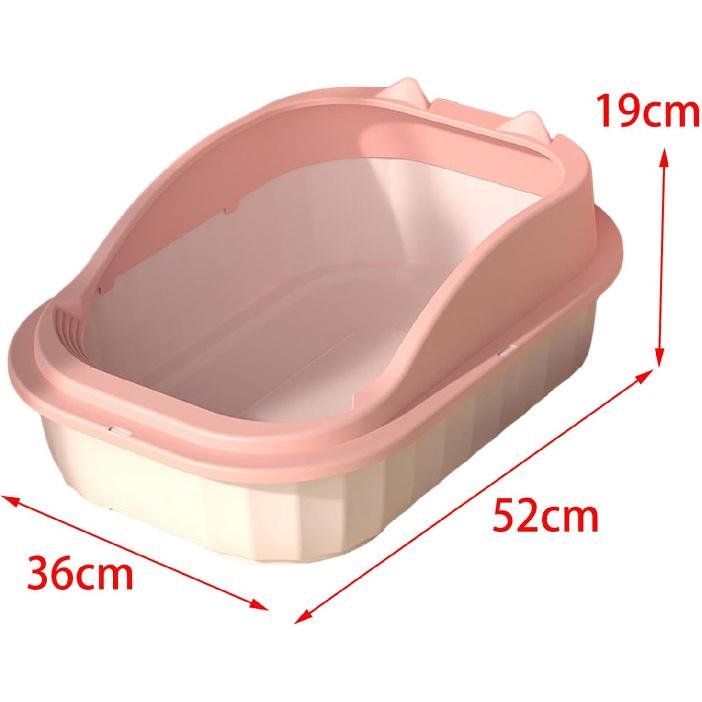 Cat Litter Box Open Top Pet Litter Tray High Sided Litter Pan Splashproof Cat Sand Box Bedpan Potty Toilet for Kitten Small Animals Hamsters, Pink L