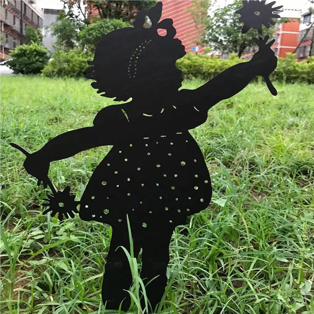 Girl Sculpture Portable Silhouette Stake Sculptures Waterproof Statue Courtyard Decoration for Patio Decor Home