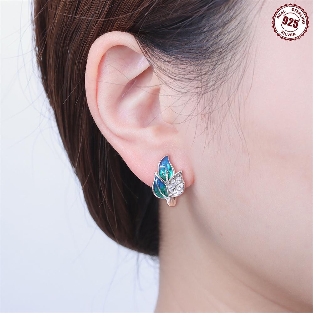 925 Sterling Kupfer kreative rosa Kronen Ohrringe, elegante und schlichte Ohrringe, Zirkon gefertigt für den täglichen Gebrauch und zur Präsentation