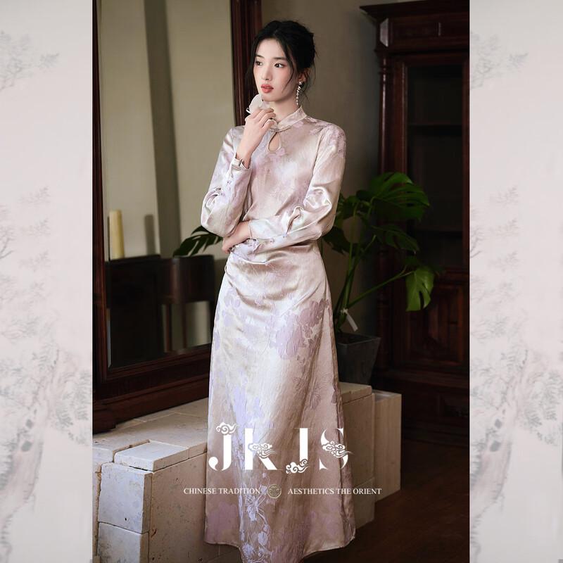 

JK&JS Платье в стиле ципао с длинным рукавом в новом китайском стиле S