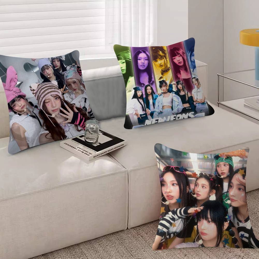 Kpop Singer N-New Jeans Office Cushion Pillowcase Car Cushion Cover45X45CM Lumbar Pillowcase Sofa Pillowcover