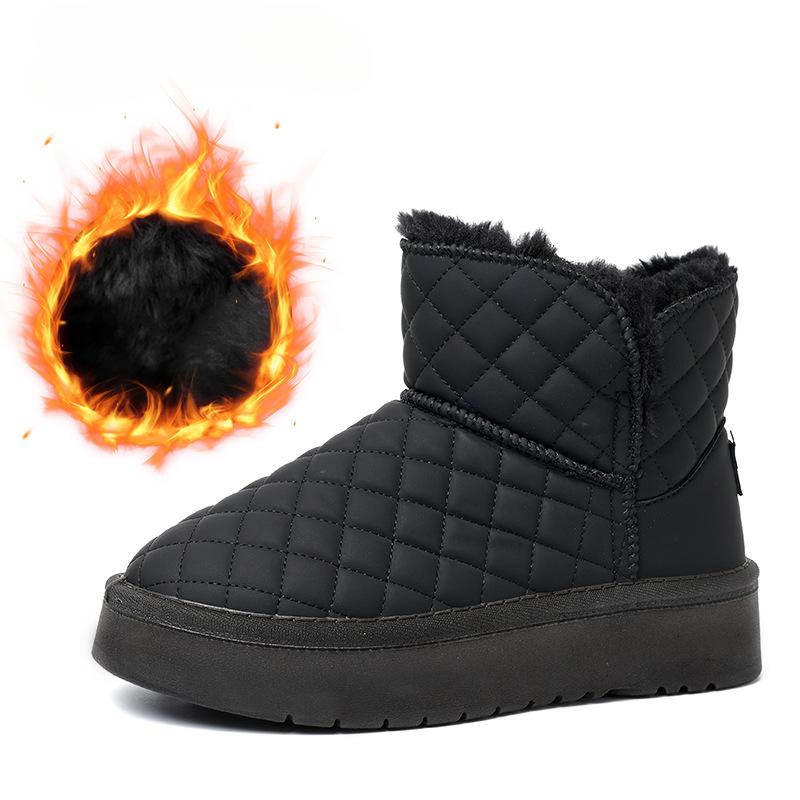 Zimní platformové sněhule pro ženy Voděodolné s plyšovou fleecovou podšívkou Vycházkové kotníkové boty Dámské teplé s podšívkou z umělé kožešiny Protiskluzové kotníkové boty
