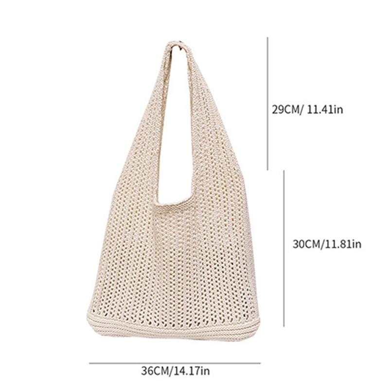 Lässige Hohlmuster Strick-Schultertasche Große Kapazität Mehrfarbig Leichte Taschen Gestrickte Polyester Lässige Tragetasche Urlaub