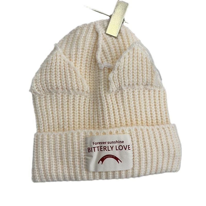 Nischdesign personlighet söta kattöron par stickad ullmössa söta varma höst- och vintermössor för män och kvinnor