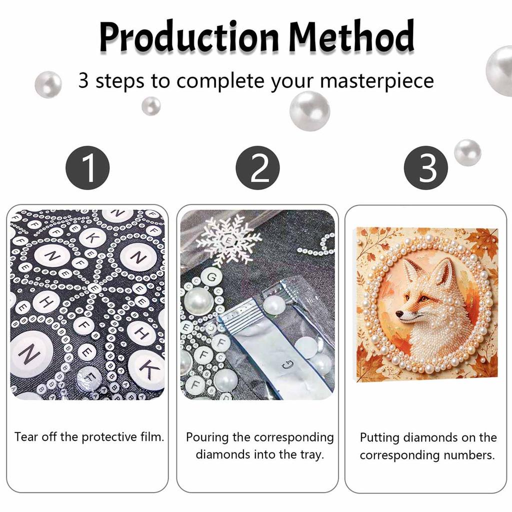 5D Framed Pearl Painting Kit Autumn Fox Motif Sparkling Bead Art Canvas Ready To Display Romantic Home Decor Gift Exquisite Craftsmanship