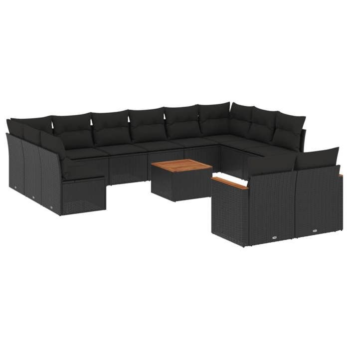 VidaXL Garden Lounge Set with Cushions 13 Pcs, Patio Sofas, Patio Furniture Set, Outdoor Furniture, Black 3226447