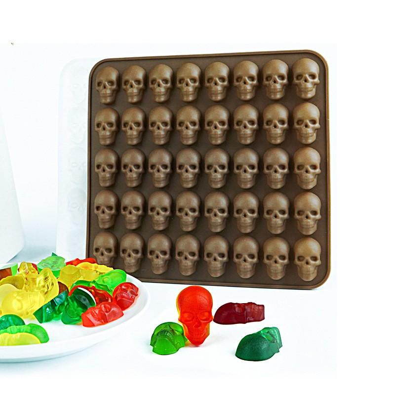 40 Holes Skull Ice Cube Silicone Mold Halloween Creative Decoration Reusable Bar Party Ice Making DIY Candy Chocolate Baking