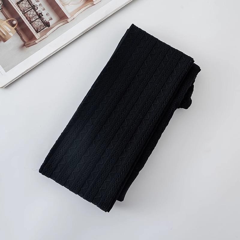 Grey See-through Cable Knit Leggings for Women - Spring & Autumn Thin Style Pantyhose That Stay Up