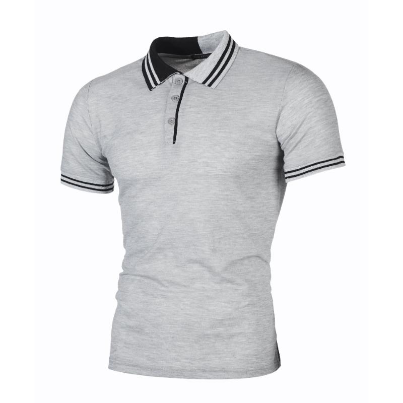 Men's Minimalist Striped Color Tops Blocked Slim Fit Casual Polo Cedar Men Polo Shirts