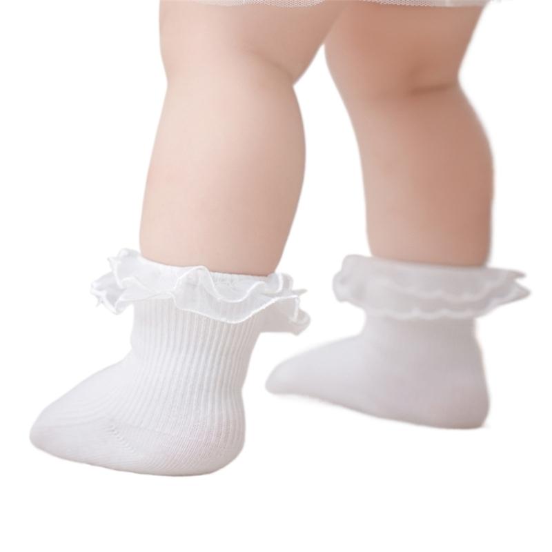 

Nonslip Child Socks Elastic Ruffle Lace Socks Indoor Activity Socks Soft Ankle Socks Crawl Learning Toddlers Knit Socks L белый