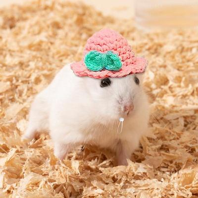 Winzige Hamster-Mütze Winzige Süße Haustier-Kopfbedeckung Gestrickte Hamster-Mütze Bunte Tierkleidung Mit Verstellbarem Kordelzug Weiches Kostüm