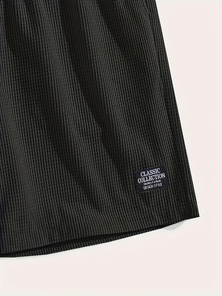 Men's Textured Casual Shorts with Drawstring Waist, Lightweight Polyester Fabric, Pockets for Casual Wear, Beach or Outdoor Activities