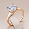 Luxury Shiny Big Natural Zircon Rings For Women Fashion  Rose Gold Color Bride Wedding Ring Daily Fine Jewelry