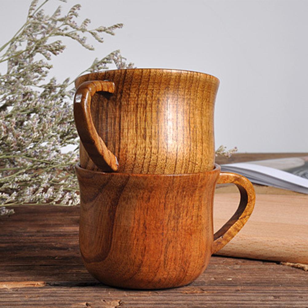 Jujube Wood Cup Classic Color Lightweight Handle Beer Mug Milk Coffee Tea Mug Eco-Friendly Wooden Drinking Cup