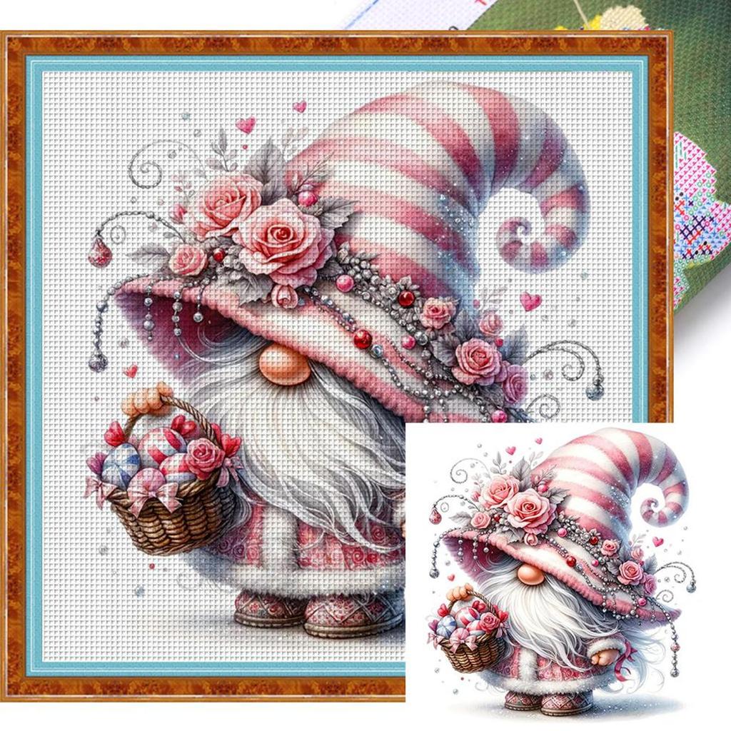 Gnome Printed Cross Stitch Kit 40x40cm DIY 11CT Thread Art Needlework Home Decor