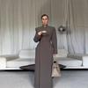 2025 Fall/Winter Elegant European & American Style Women's Long Coat with Padded Shoulders & Waist-Cinching Design