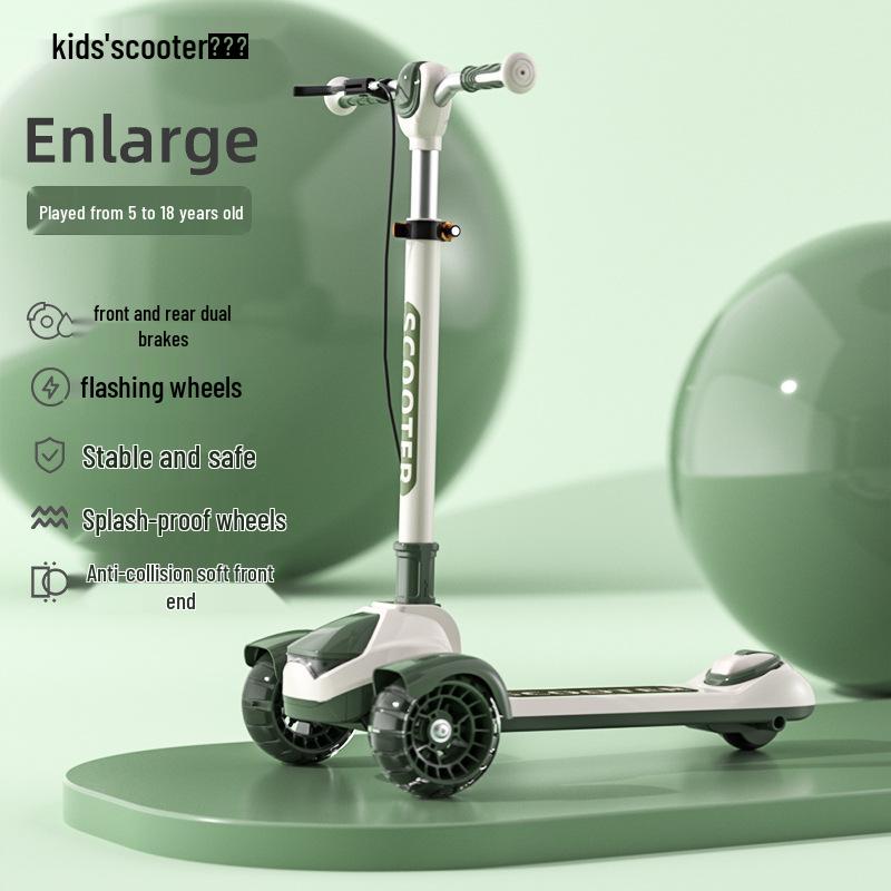 

Складной трехколесный самокат для больших детей с мигающими колесами и одной ногой для передвижения