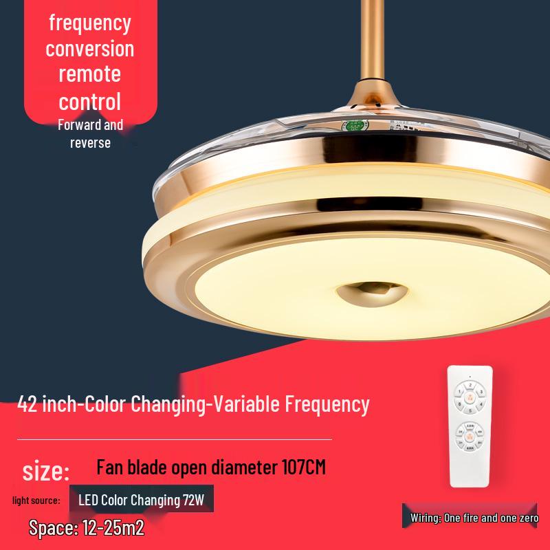 Smart Variable Frequency Ceiling Fan with Chandelier for Living Room, Bedroom, and Restaurant