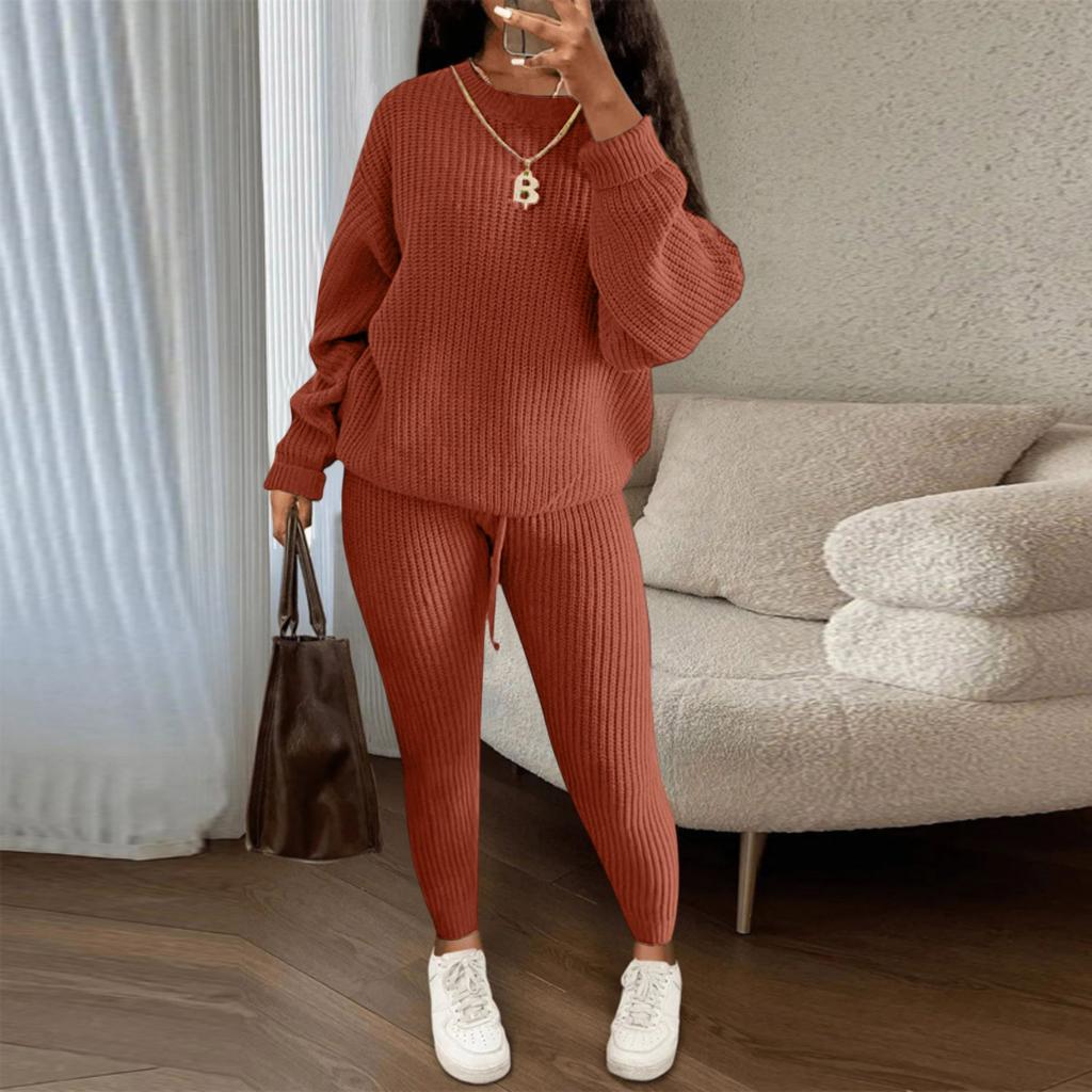 Fashionable Women's Casual Knitted Two-piece Suit