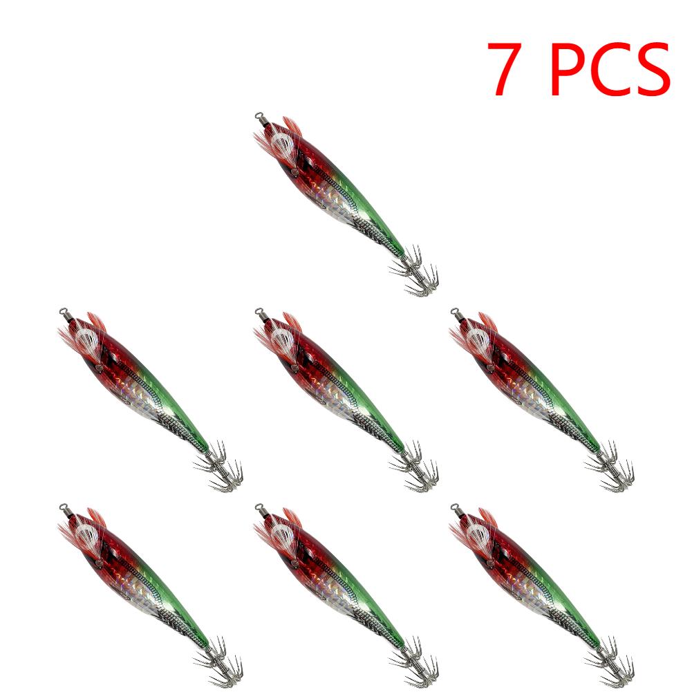 10-1PCS Bionic Shrimp Fishing Lures Horizontal Luminous Squid Jig Hook Sea Fishing Accessories Artificial Bait 9CM Octopus Lure