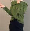 Plus Size Women's Gentle Style Knit Top with Sailor Collar - Autumn/Winter Long Sleeve Solid Color