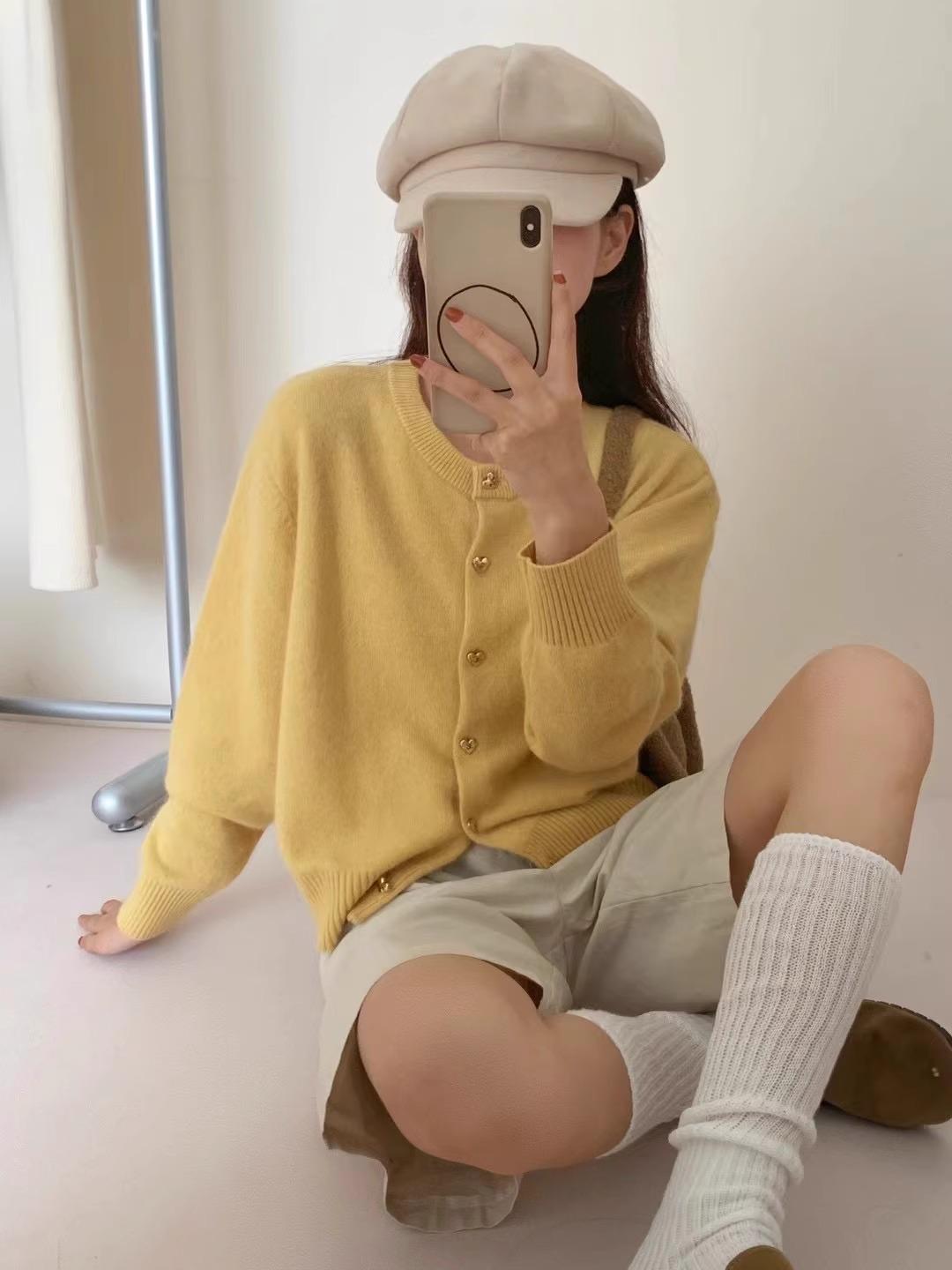 

Raspberry Pink Knitted Cardigan: Soft, Round Neck Sweater Coat for Spring & Autumn 2025 One Size