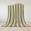Pink & Green Stripe Flannel Blanket Warm Soft Halloween Christmas Couch Warm Cozy Decorative Decor Gift For All Season
