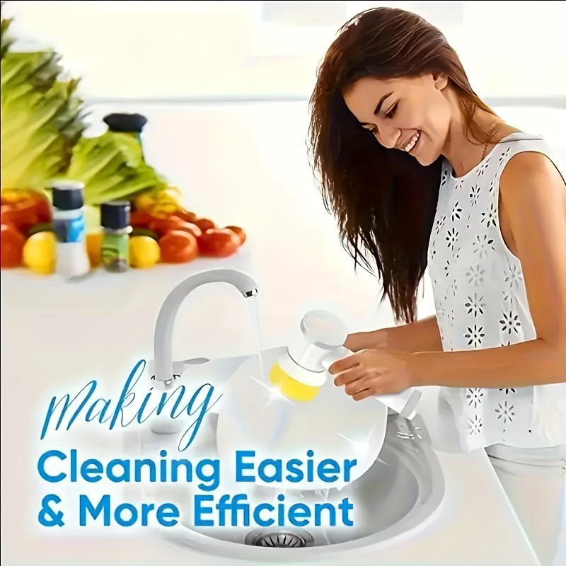 [USB Rechargeable]5-in-1 Rechargeable Electric Cleaning Brush Set with USB Charging, Multi-Purpose Handheld Brush Tool Kit for Bathroom, Kitchen