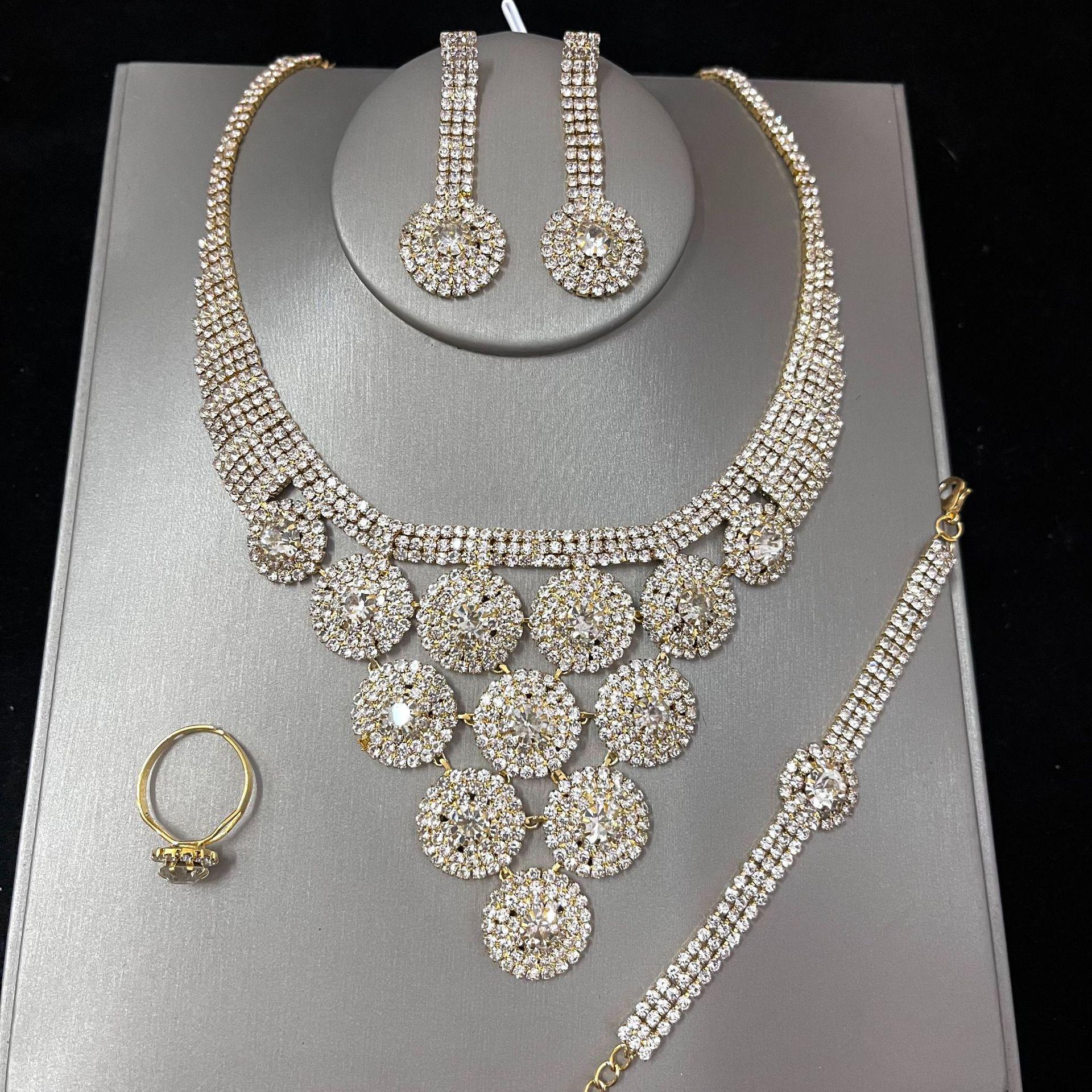Versatile Rhinestone Necklace & Earring Set for Brides and Evening Gowns