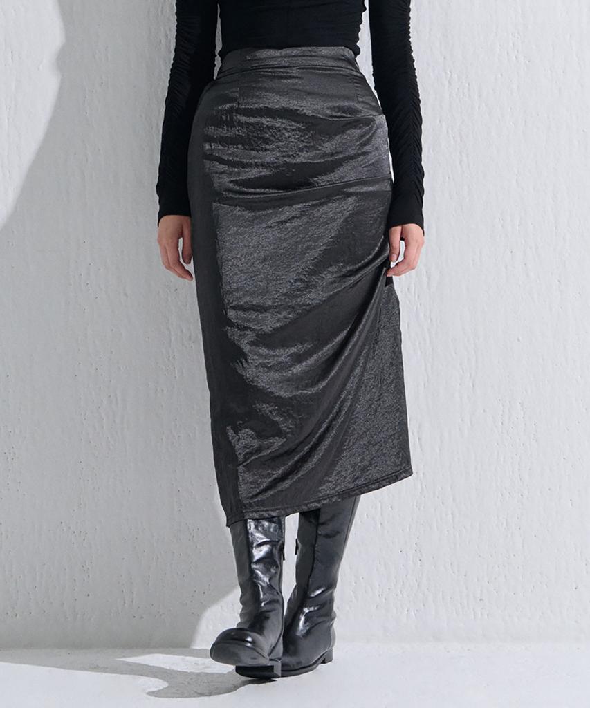 Kamino Pintuck Silk Long Skirt Black