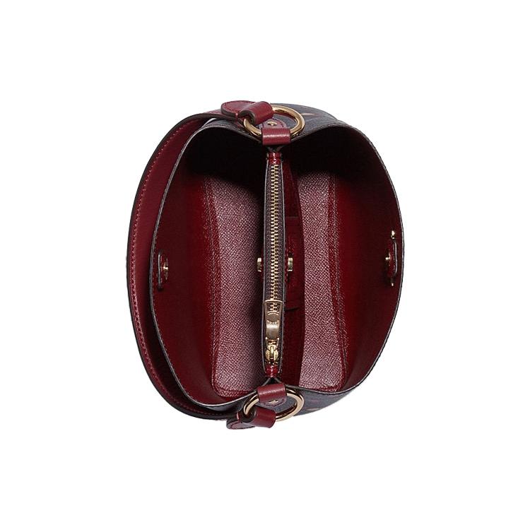 COACH Town Canvas Leather Bucket Bag , Handbag , Shoulder Bag , Crossbody Bag Small Women's Brown Burgundy (Unisex) Handbags C7975 IMBMC