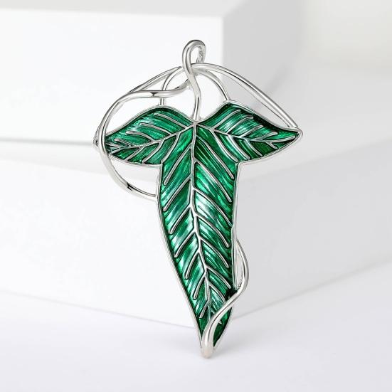 Women Brooch Leaf Shape Enamel Oil Dripping Plant Style Anti-slip Polished Coat Collar Bag Scarf Hat