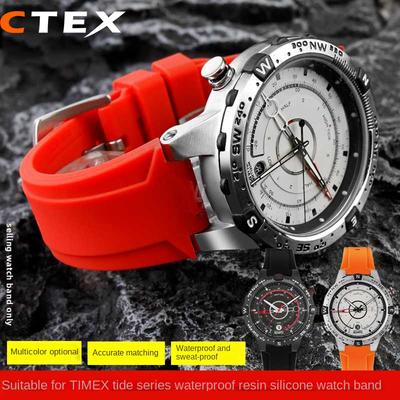 Convex Watchband Silicone Bracelet for Timex T2N738 T2N739 T2N720 T2N721 T49706 Butterfly Clasp Watch Band Rubber Strap 24X16mm