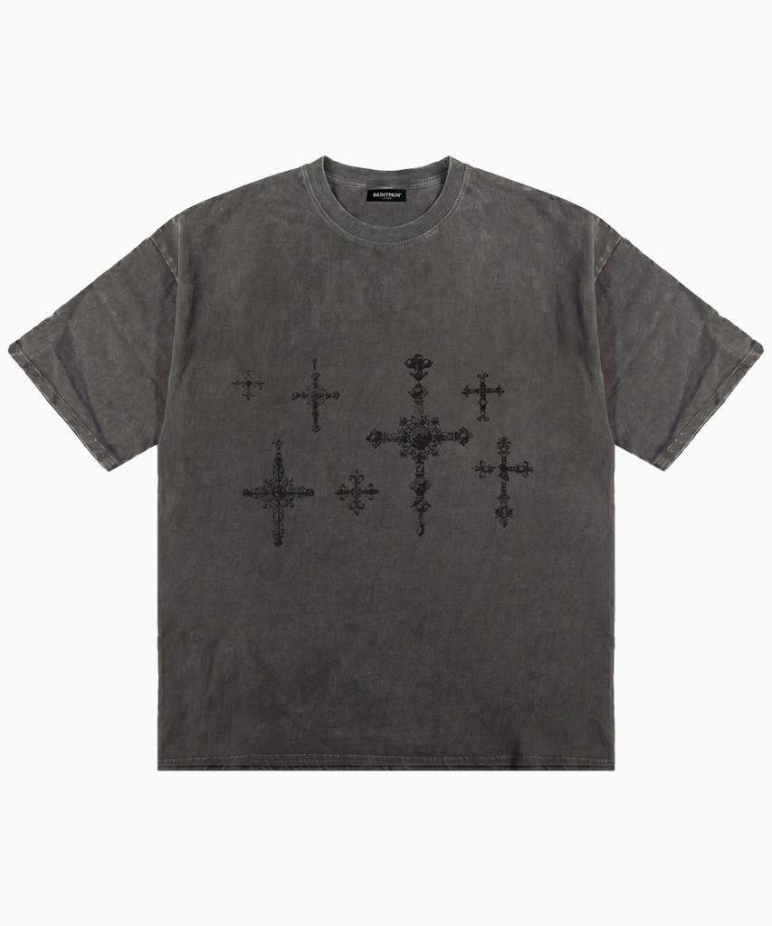 SAINTPAIN Sp Cross Shape Pigment Short Sleeve Tee Gray