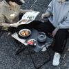 Portable Folding Table Lightweight Heavy Duty Metal Frame Fold-in-Half Desk Outdoor Camping Hiking Backpacking BBQ Tactical Collapsible Table