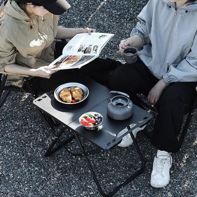 Portable Folding Table Lightweight Heavy Duty Metal Frame Fold-in-Half Desk Outdoor Camping Hiking Backpacking BBQ Tactical Collapsible Table