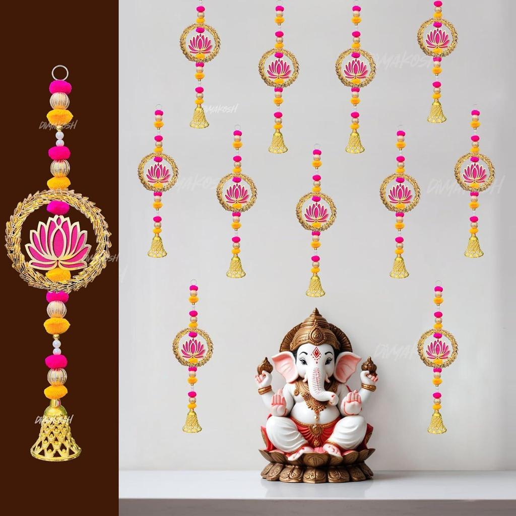Divyakosh Lotus Hanging 6 Pcs 16 INCH| Floral Wall Hangings, Temple Decoration Items|