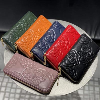 Echtes Rindsleder Damen Clutch Geldbörse - Geprägtes Cross-Border Europäischer & Amerikanischer Stil Handgelenktasche