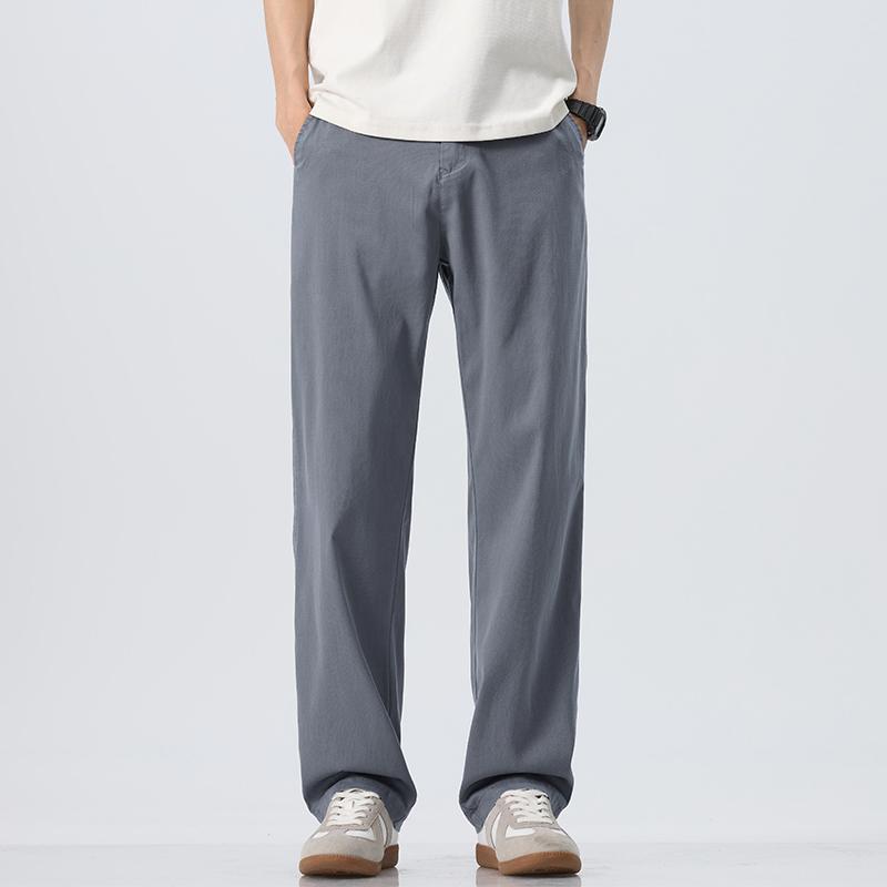 

Lyocell Ultra-thin Ice Silk Trousers Men s Summer Loose Straight Cool Breathable Daily Sports Casual Trousers Fashion Korean 5XL сірий колір