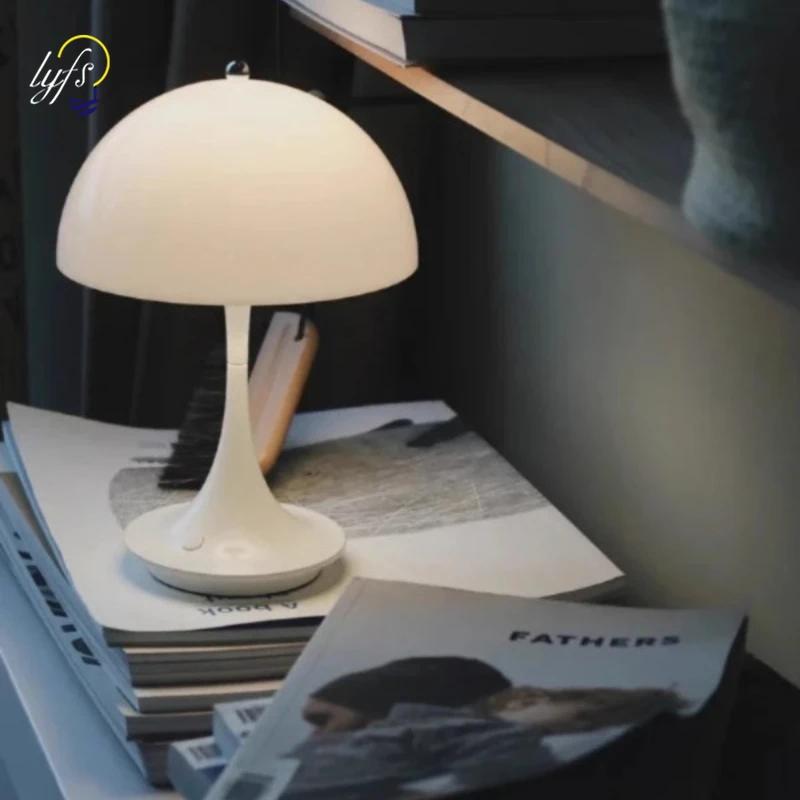 Modern Bedside Mushroom Table Lamp Bedroom USB Rechargeable LED Night Light Room Dining Table Decorative Table Lamp Lighting