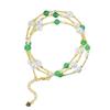 Vintage High Quality Strong Light Artificial Crystal Natural Chalcedony Necklace Collarbone Chain Sweater Chain